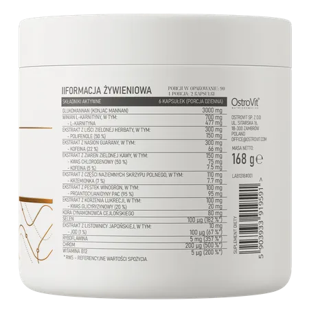 OstroVit Slim Care Glucomannan & L-carnitine & Green Tea Extract 180 capsules - Image 2