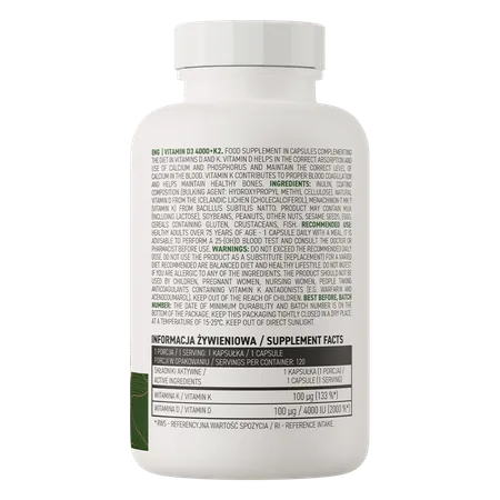 Vitamin D3 4000 IU + K2 VEGE - 120 kapslit - Pilt 2