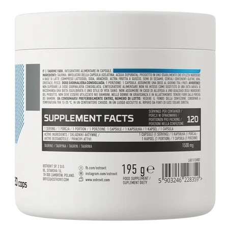 Taurine 1500MG 120 kapslit - Pilt 2
